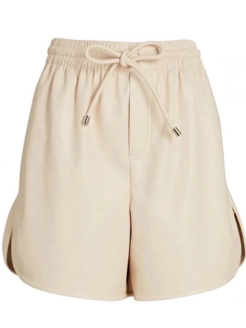 A.L.C. Cream Faux Leather High Waist Drawstring Shorts